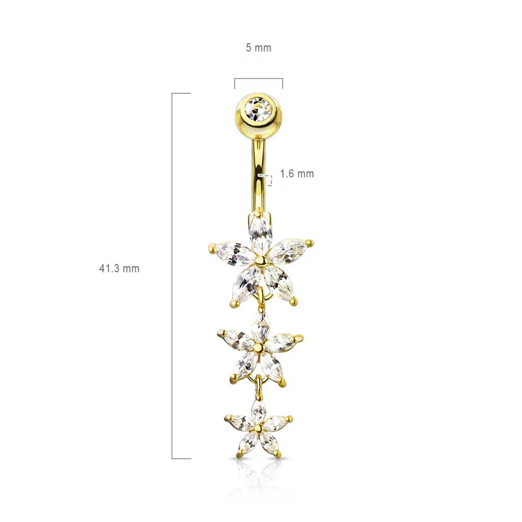 Bauchnabelpiercing Blumen beweglich Zirkonia - Image 4