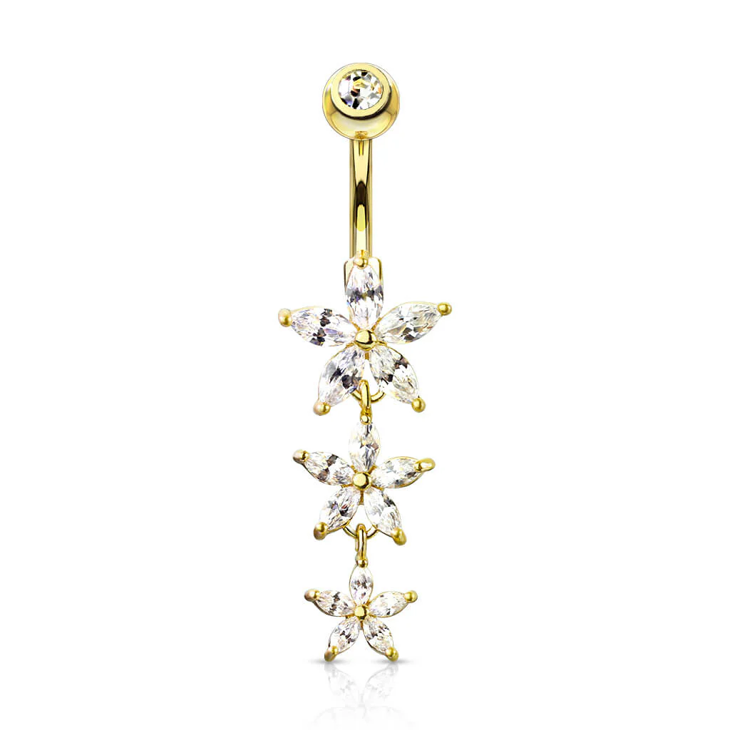 Bauchnabelpiercing Blumen beweglich Zirkonia - Image 5