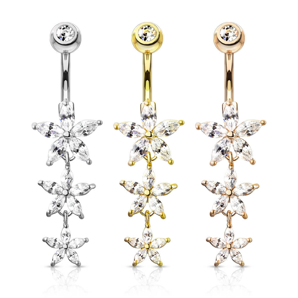Bauchnabelpiercing Blumen beweglich Zirkonia - Image 6