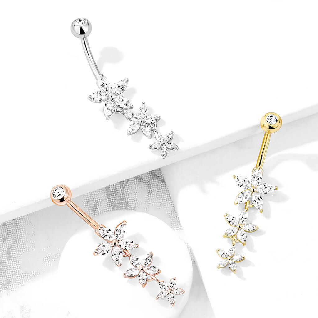 Bauchnabelpiercing Blumen beweglich Zirkonia - Image 7