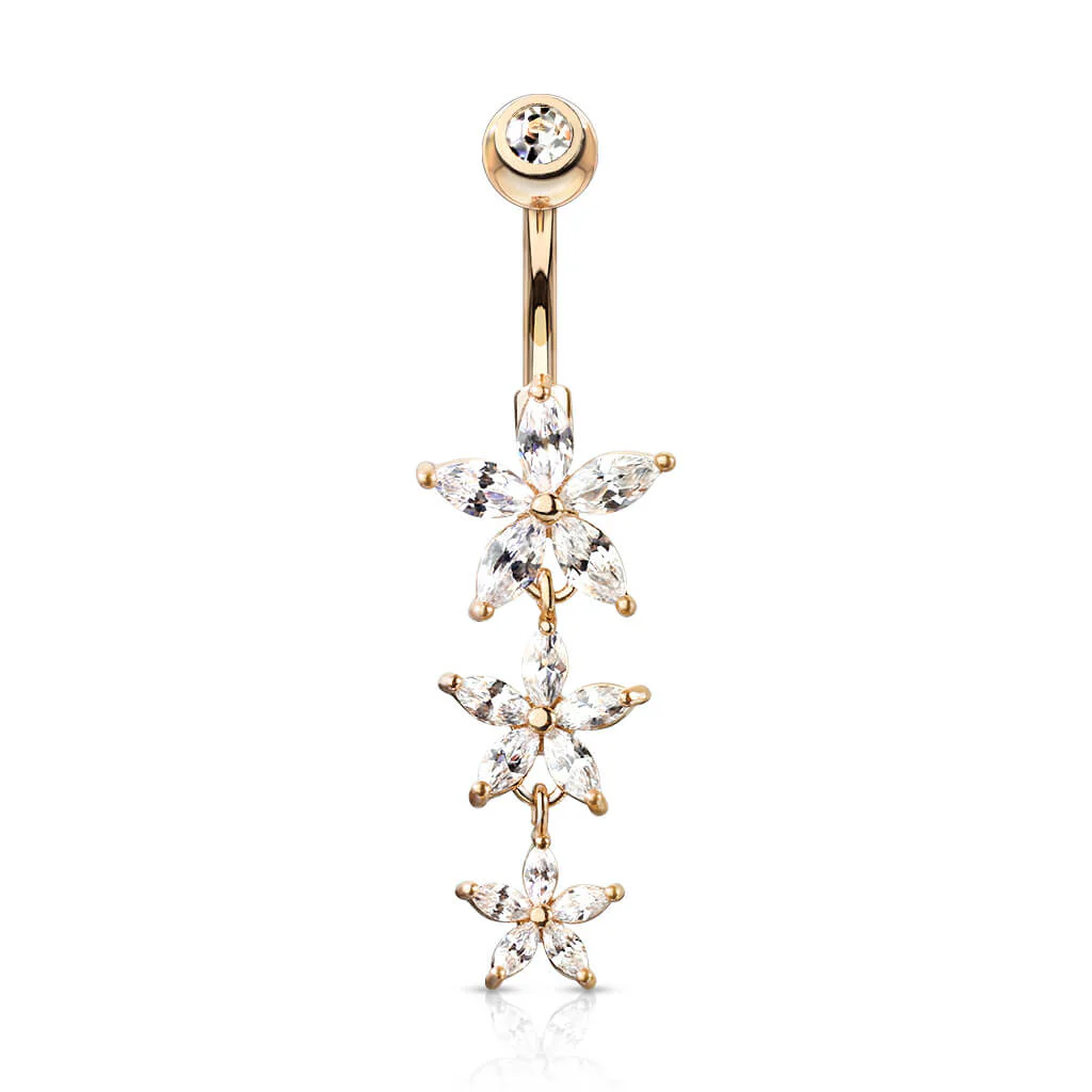 Bauchnabelpiercing Blumen beweglich Zirkonia - Image 8