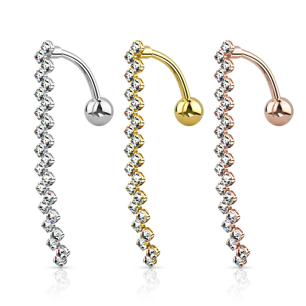 Bauchnabelpiercing Zick Zack beweglich Zirkonia - Image 5