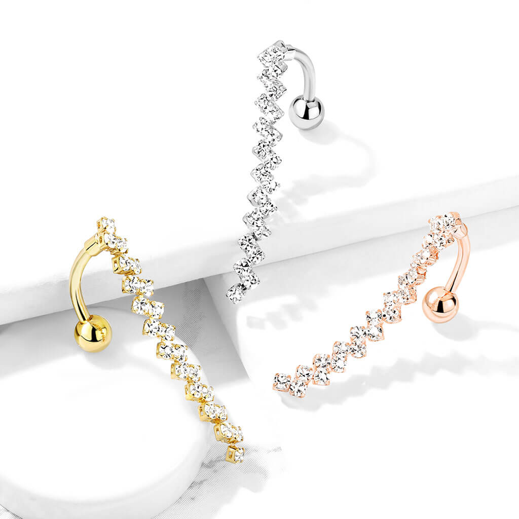 Bauchnabelpiercing Zick Zack beweglich Zirkonia - Image 7