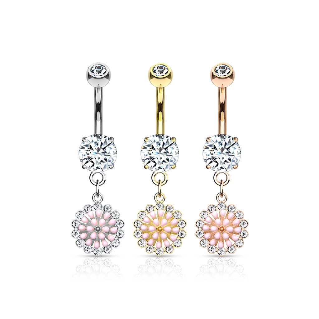 Bauchnabelpiercing Blume beweglich Zirkonia - Image 5