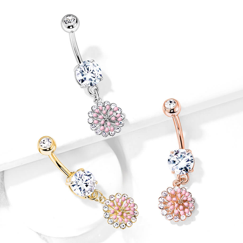 Bauchnabelpiercing Blume beweglich Zirkonia - Image 6