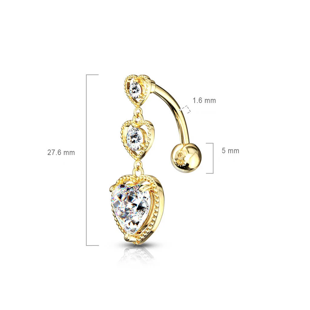 Bauchnabelpiercing Top Down Herz beweglich Zirkonia Silber - Image 3