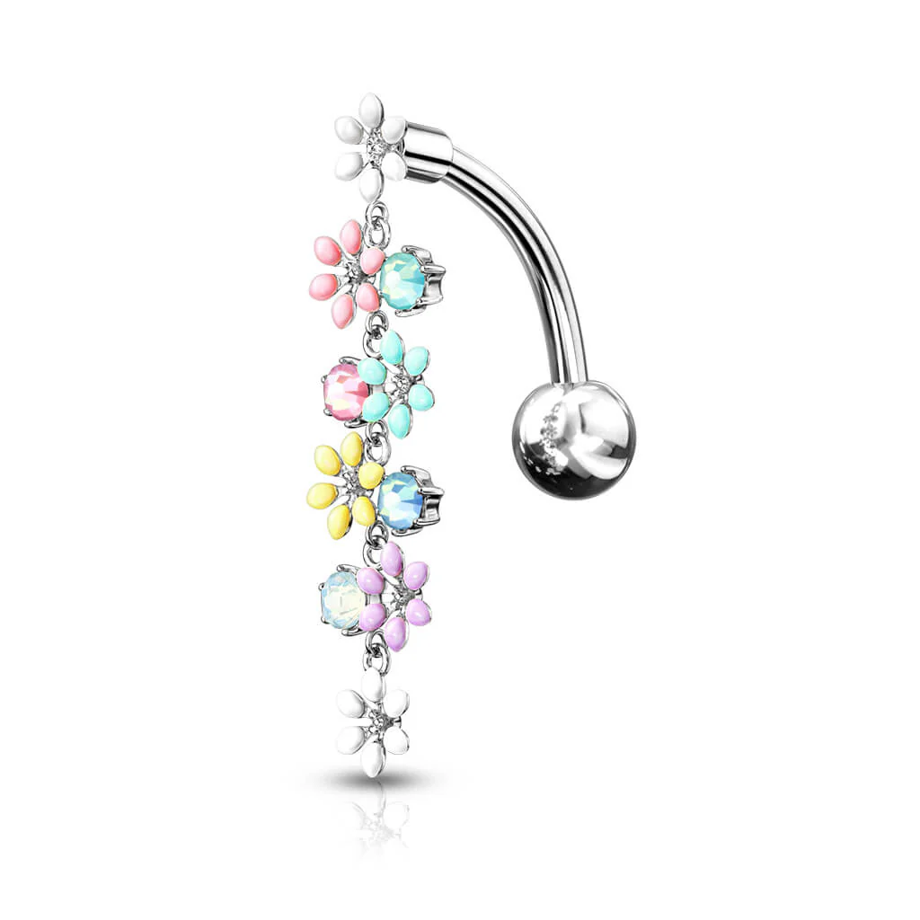 Bauchnabelpiercing Top Down Blume beweglich Zirkonia - Image 6