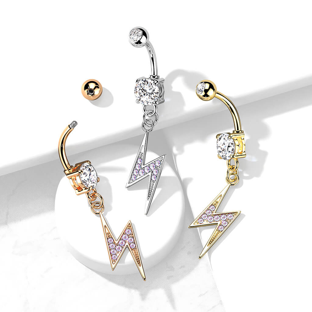 Bauchnabelpiercing Blitz beweglich Zirkonia - Image 6
