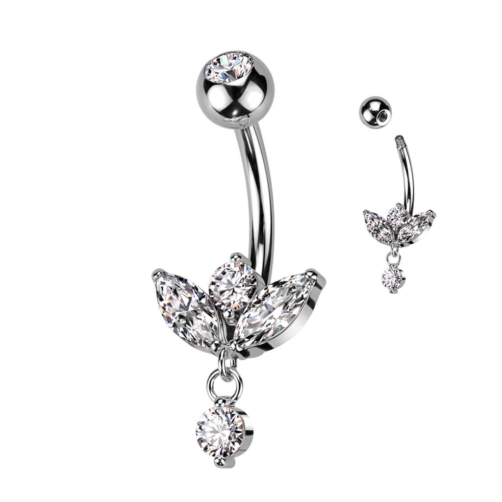 Bauchnabelpiercing Marquise Schliff beweglich Zirkonia - Image 3