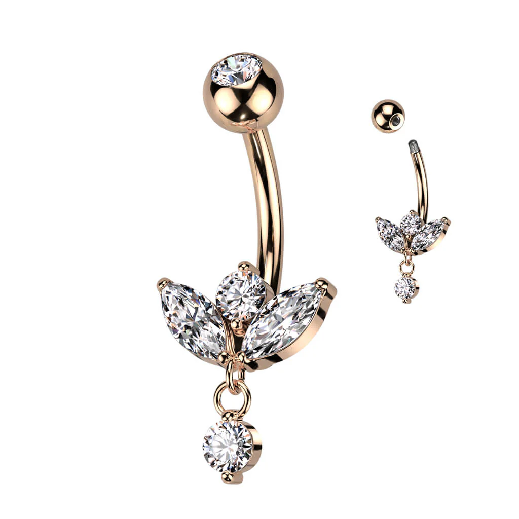 Bauchnabelpiercing Marquise Schliff beweglich Zirkonia - Image 6