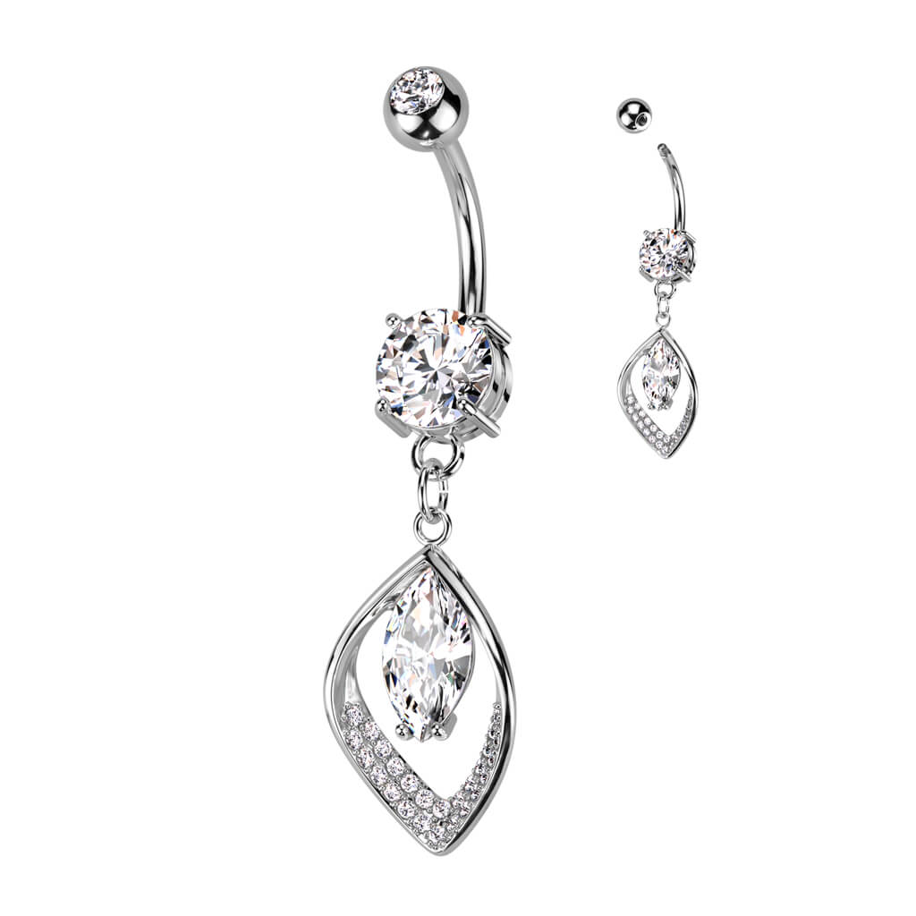Bauchnabelpiercing Blatt beweglich Zirkonia - Image 2
