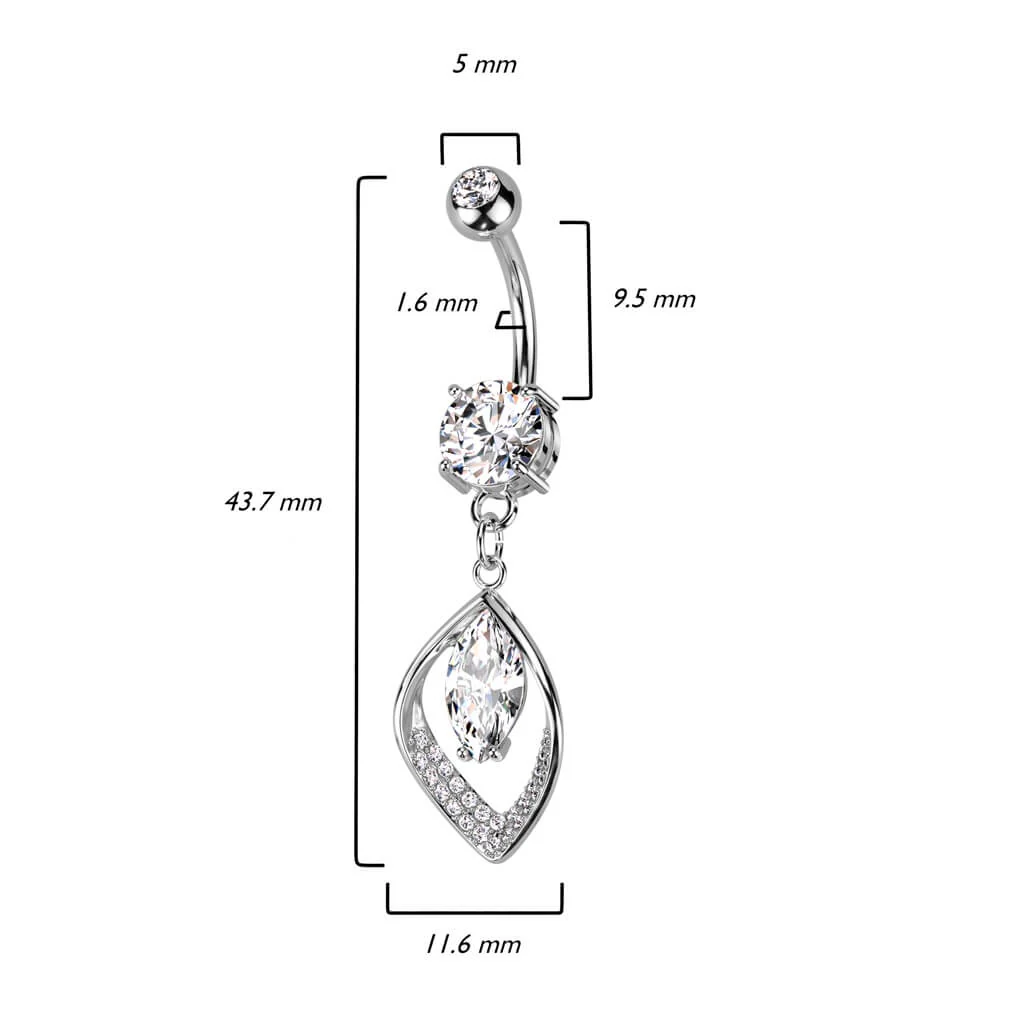 Bauchnabelpiercing Blatt beweglich Zirkonia - Image 3