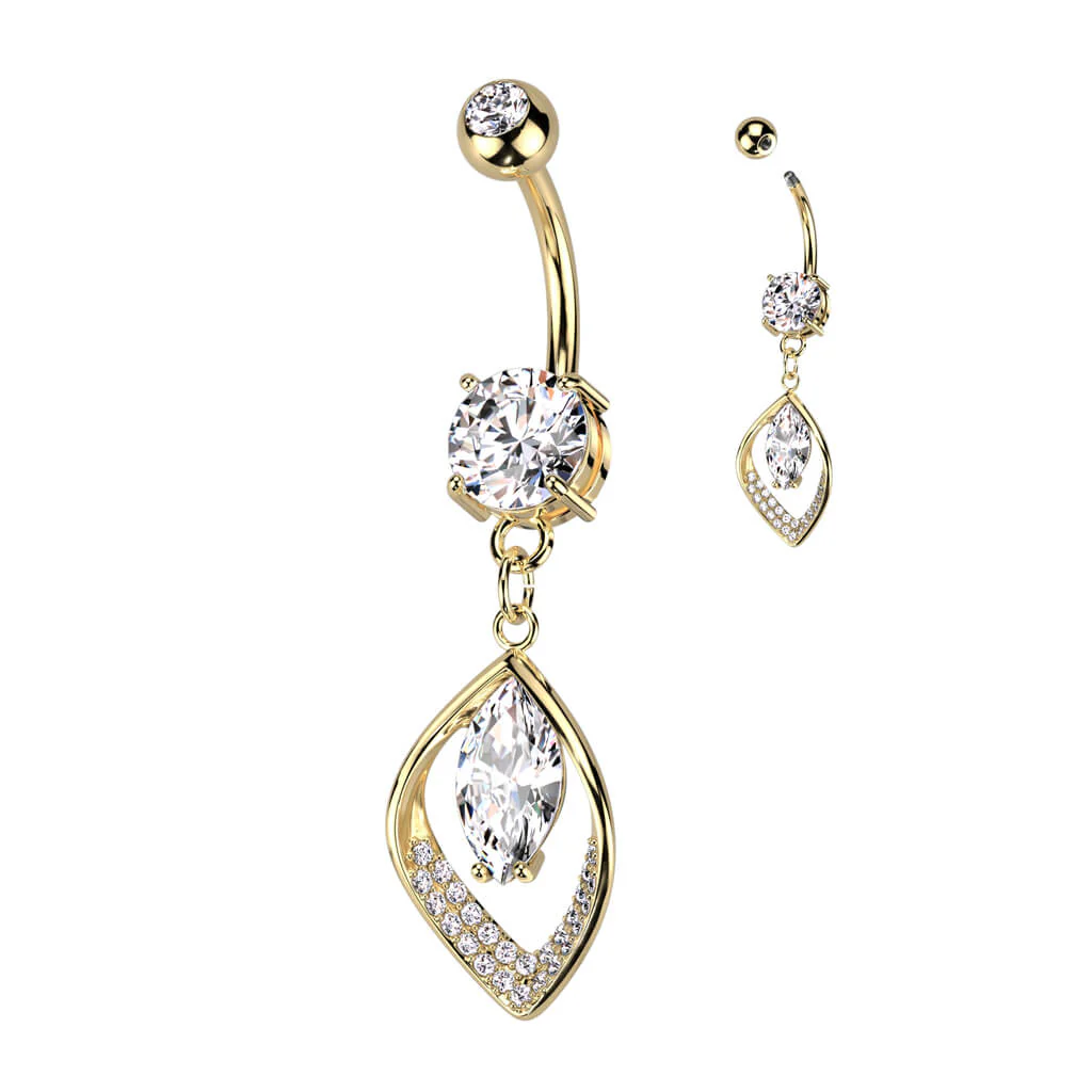 Bauchnabelpiercing Blatt beweglich Zirkonia - Image 4