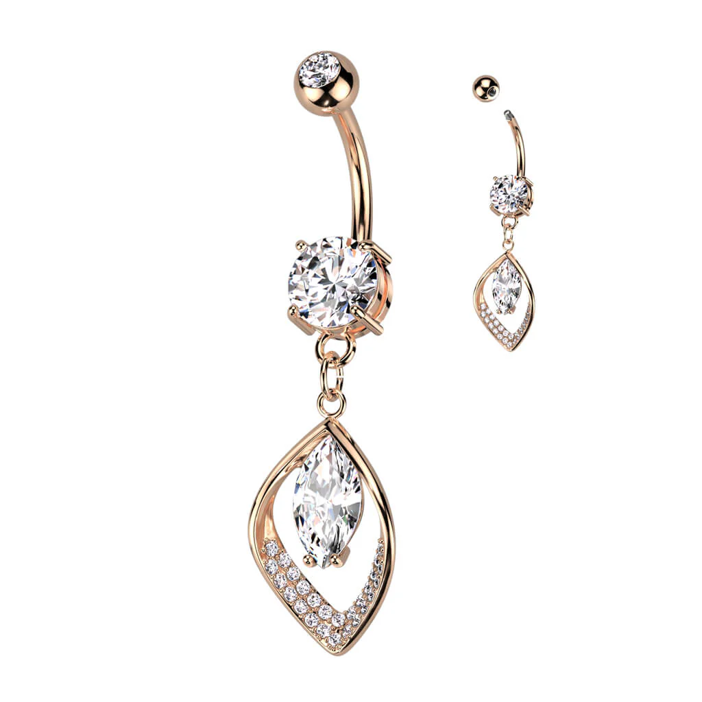 Bauchnabelpiercing Blatt beweglich Zirkonia - Image 5