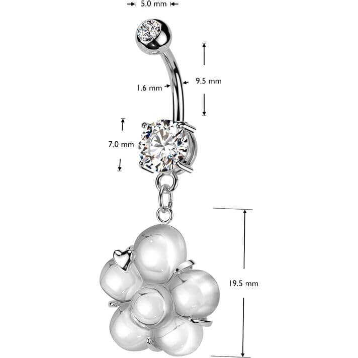 Bauchnabelpiercing Anhänger Blume Zirkonia Krappenfassung - Image 2