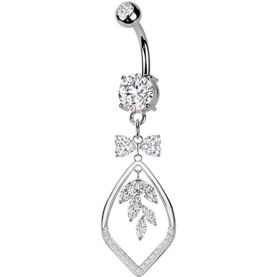 Bauchnabelpiercing Schlaufe Weinblatt Zirkonia Anhänger