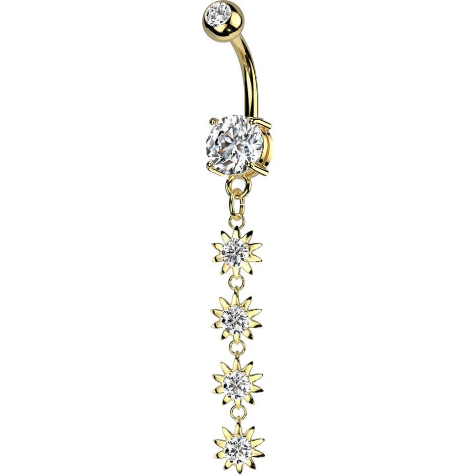 Bauchnabelpiercing Anhänger Zirkonia Blumen