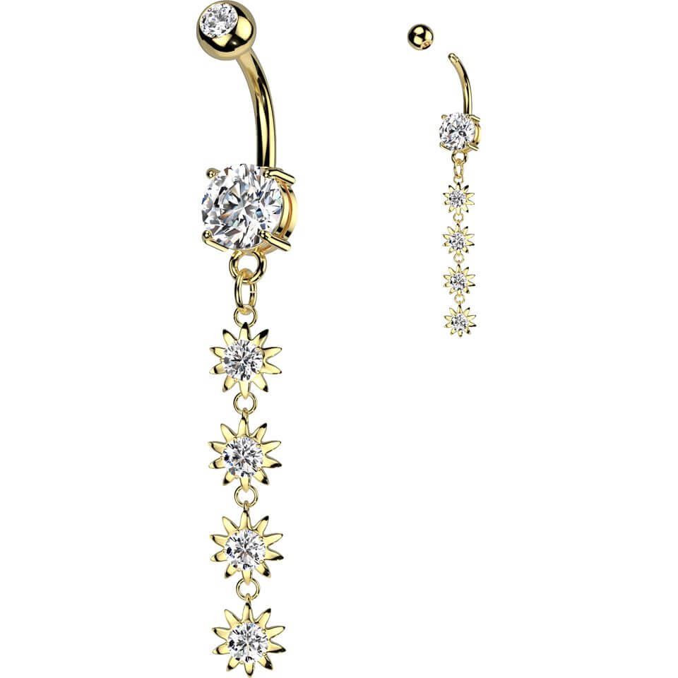 Bauchnabelpiercing Anhänger Zirkonia Blumen - Image 2