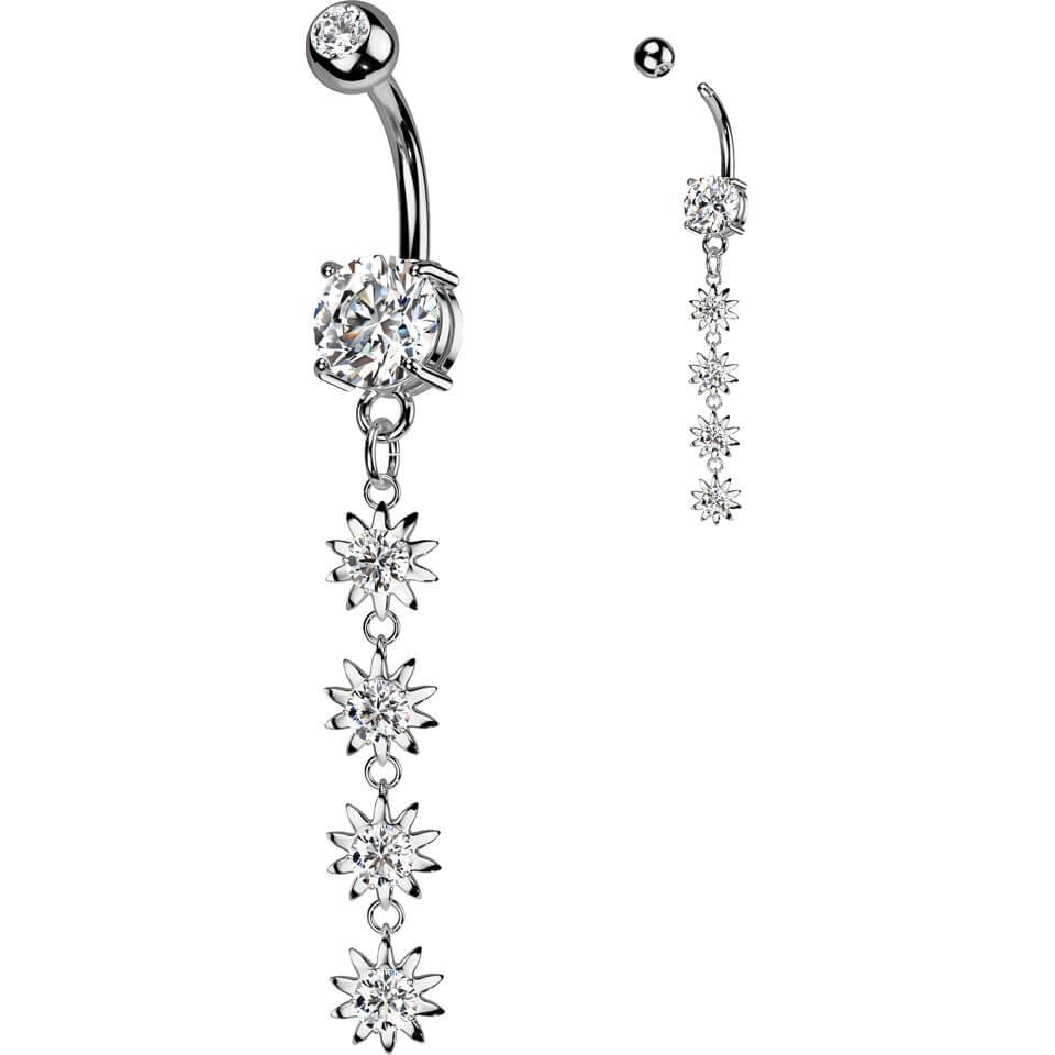 Bauchnabelpiercing Anhänger Zirkonia Blumen - Image 3