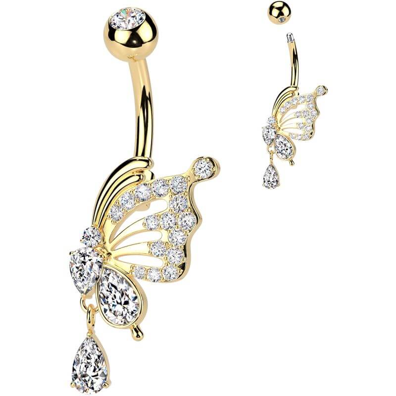 Bauchnabelpiercing Schmetterlingsflügel Anhänger Zirkonia - Image 2