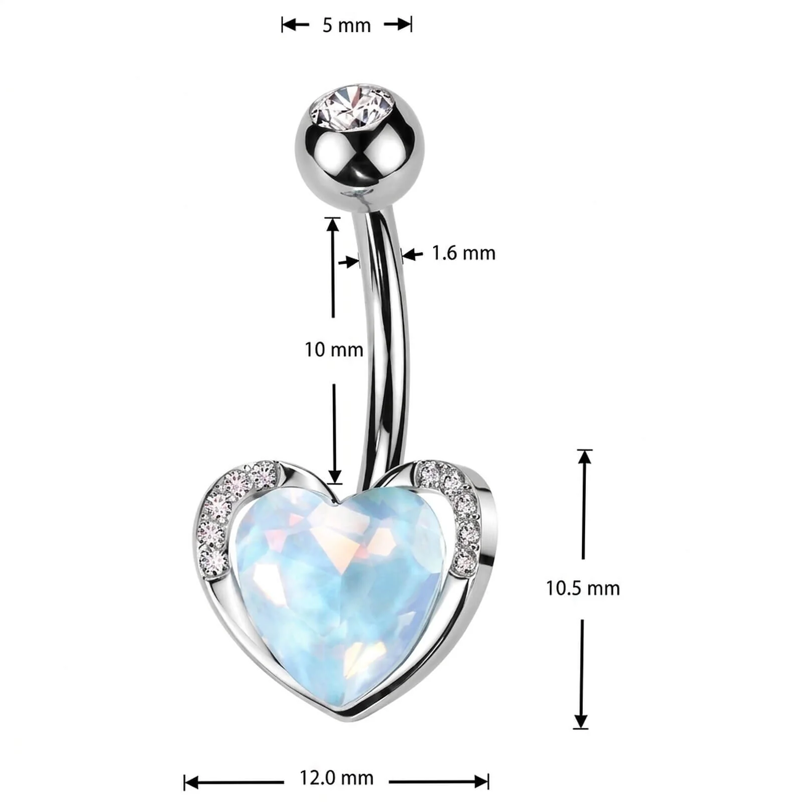 Bauchnabelpiercing Herz Zirkonia - Image 4