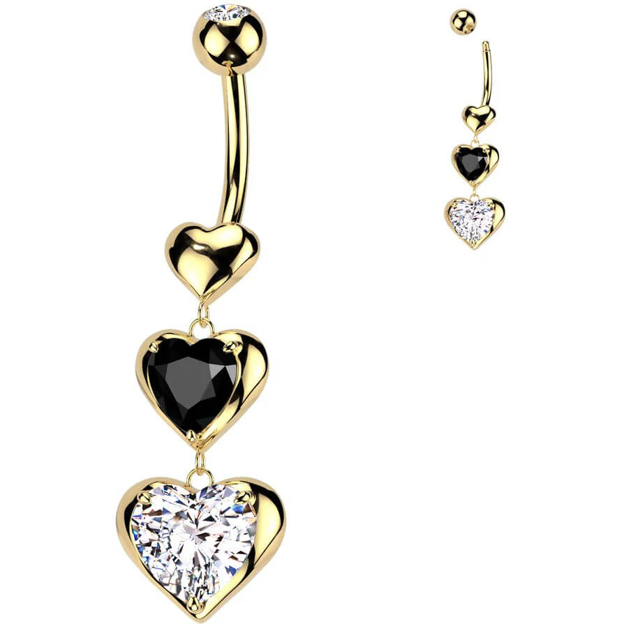 Bauchnabelpiercing Anhänger 3 Herzen Zirkonia - Image 2