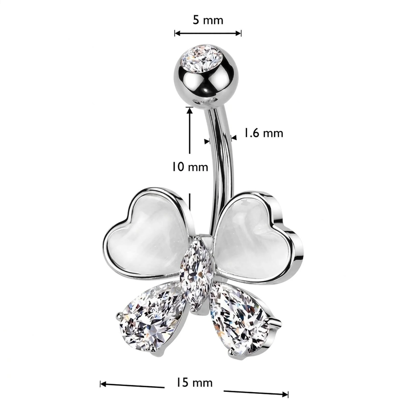 Bauchnabelpiercing Schmetterling Zirkonia Katzenauge - Image 4