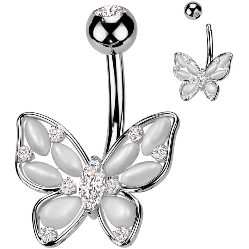 Bauchnabelpiercing Katzenauge Stein Schmetterling Zirkonia - Image 3