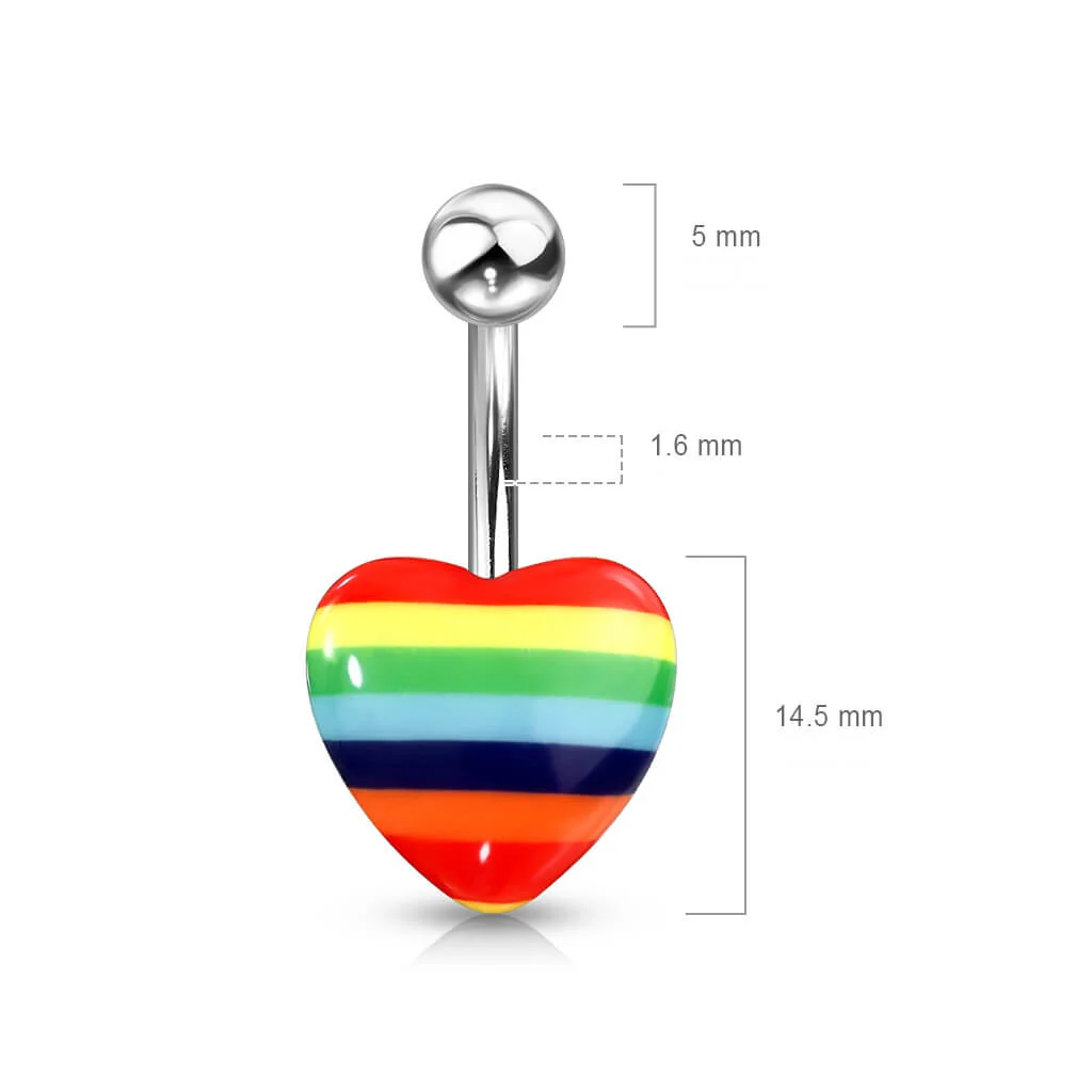 Bauchnabelpiercing Herz Regenbogen Silber - Image 2