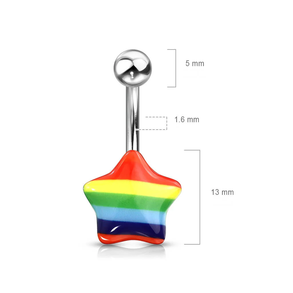 Bauchnabelpiercing Stern Regenbogen Silber - Image 2