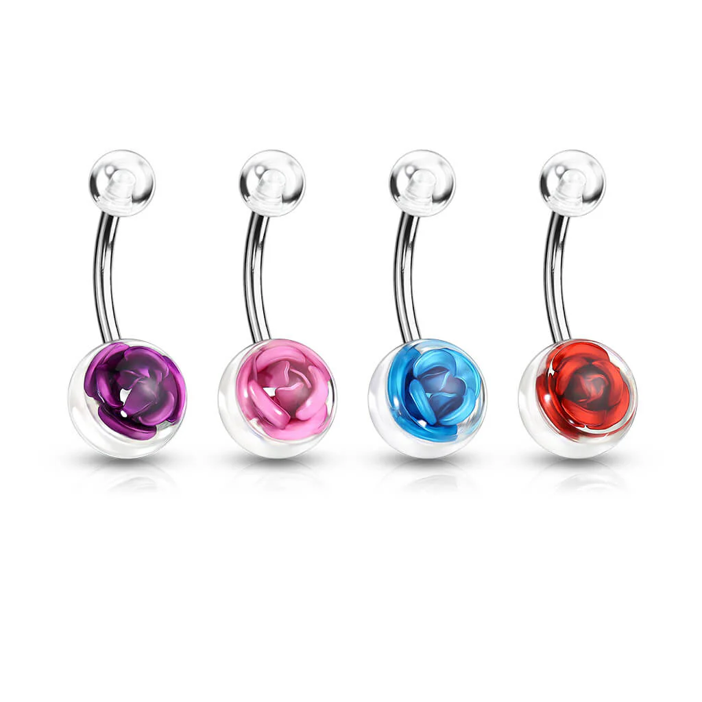 Bauchnabelpiercing Acryl Kugel Rose Silber - Image 2