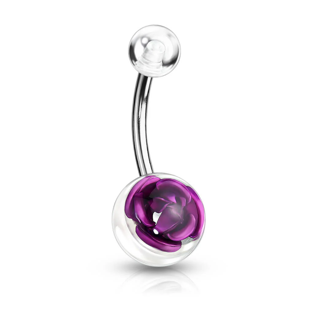 Bauchnabelpiercing Acryl Kugel Rose Silber - Image 3
