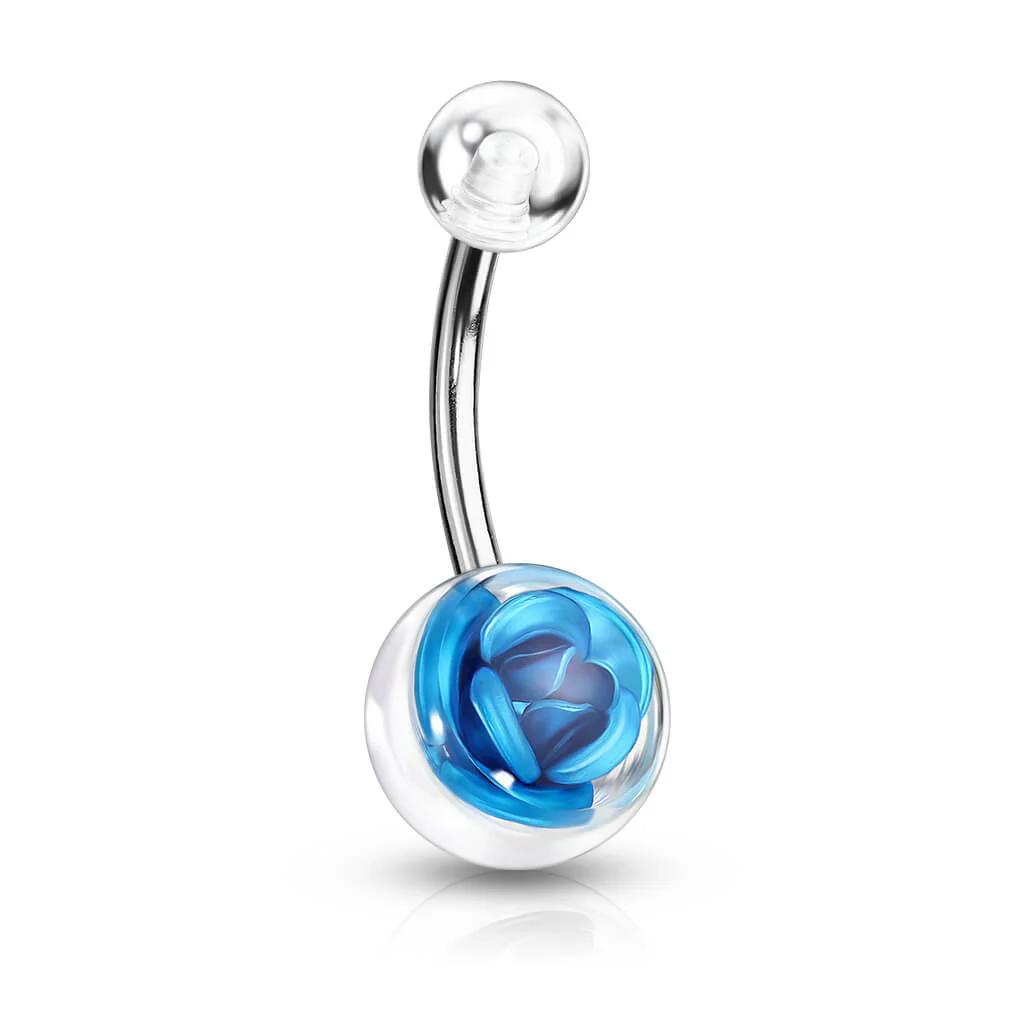 Bauchnabelpiercing Acryl Kugel Rose Silber - Image 5