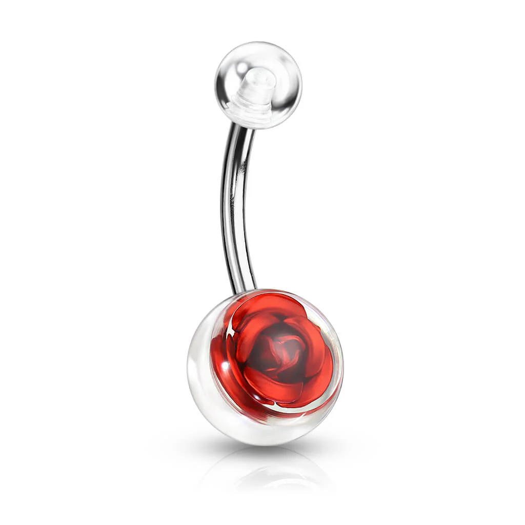 Bauchnabelpiercing Acryl Kugel Rose Silber - Image 6