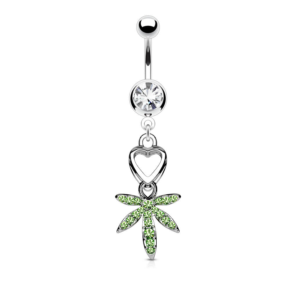 Bauchnabelpiercing Hanfblatt Bunt beweglich Zirkonia Silber - Image 3