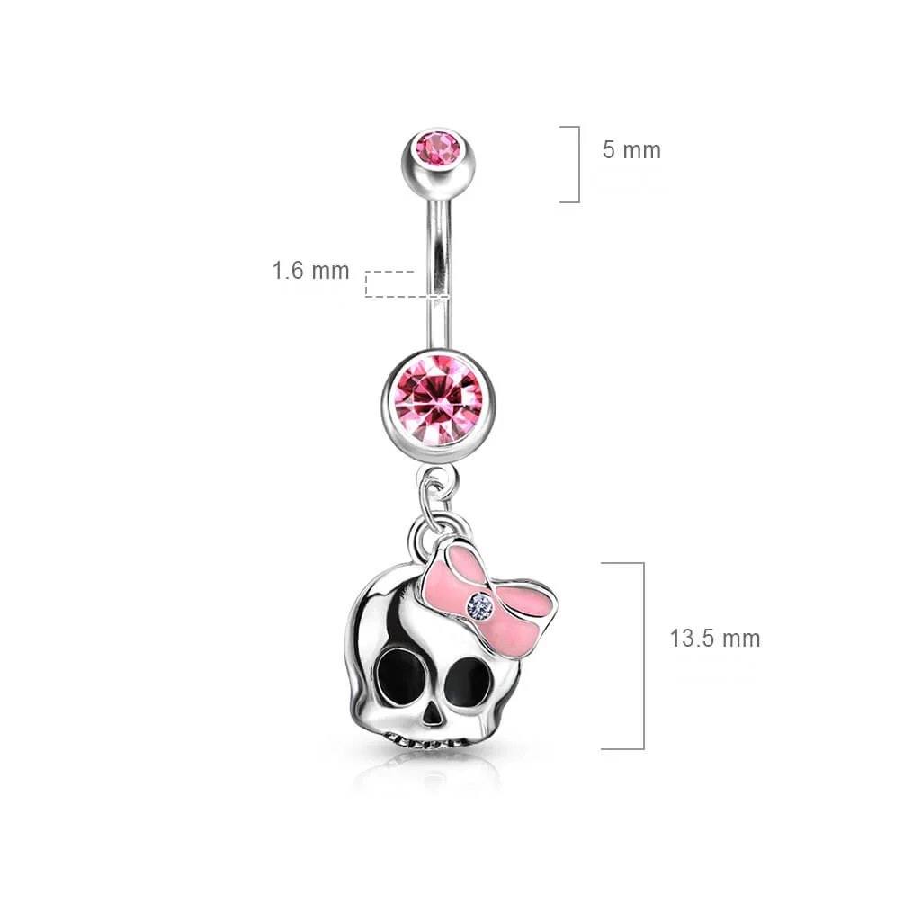 Bauchnabelpiercing Totenkopf beweglich Zirkonia Silber - Image 2