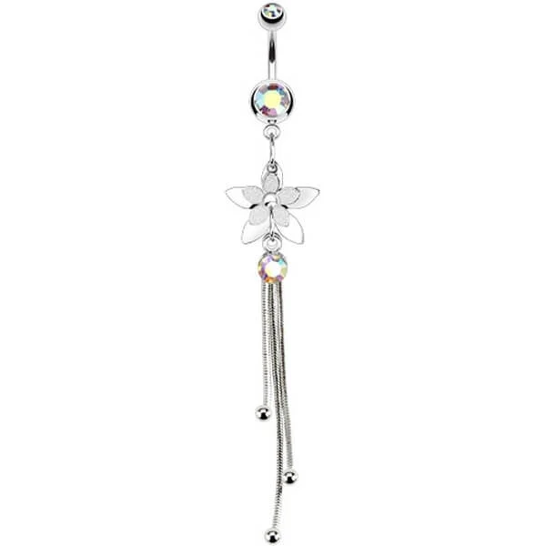 Bauchnabelpiercing Blume beweglich Zirkonia Silber - Image 2