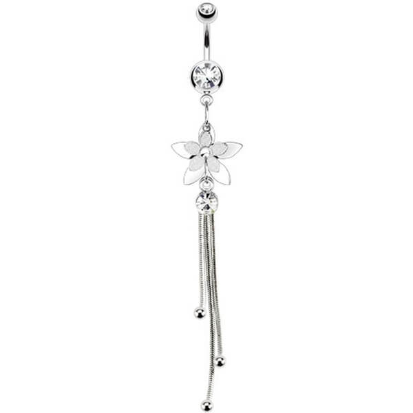 Bauchnabelpiercing Blume beweglich Zirkonia Silber - Image 3