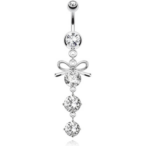 Bauchnabelpiercing Schleife beweglich Zirkonia Silber - Image 3