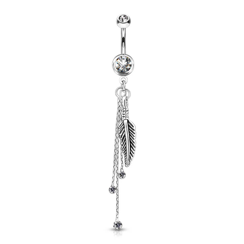 Bauchnabelpiercing Feder beweglich Zirkonia Silber - Image 2