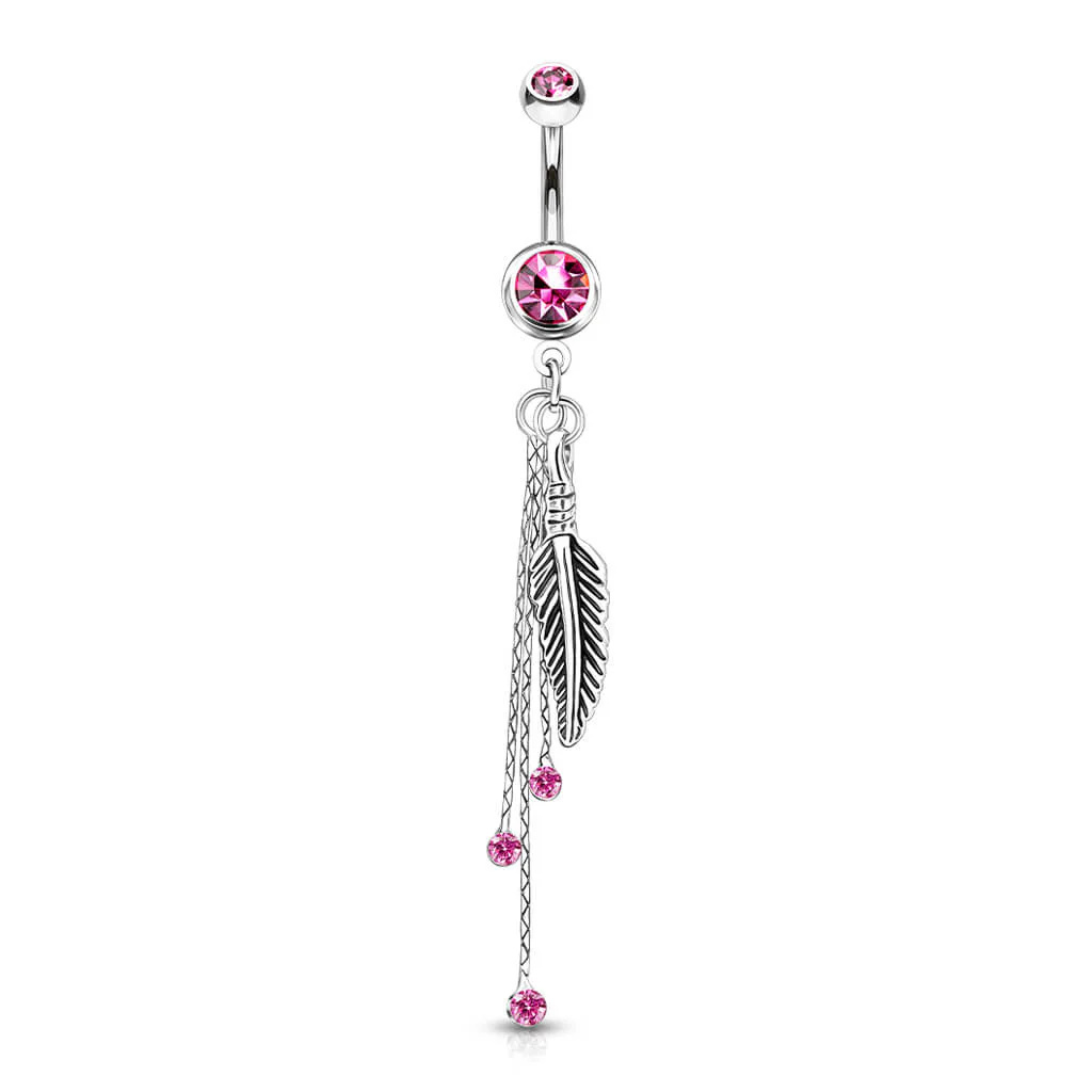 Bauchnabelpiercing Feder beweglich Zirkonia Silber - Image 4