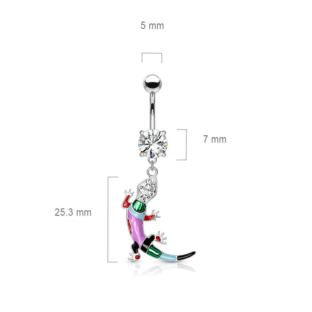 Bauchnabelpiercing Eidechse beweglich Zirkonia Silber - Image 2