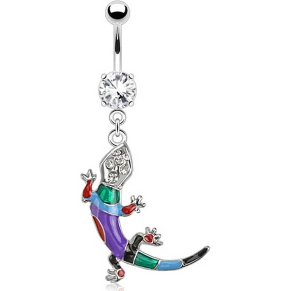 Bauchnabelpiercing Eidechse beweglich Zirkonia Silber - Image 3