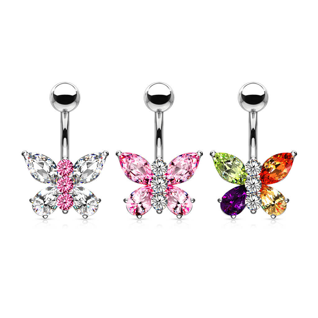 Bauchnabelpiercing Schmetterling Zirkonia Silber - Image 5