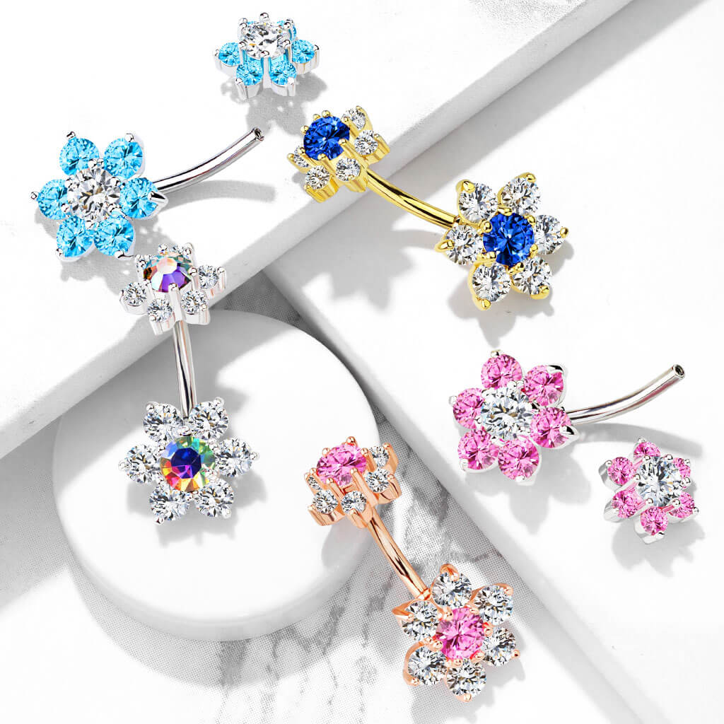 Bauchnabelpiercing Blume Zirkonia Innengewinde - Image 9