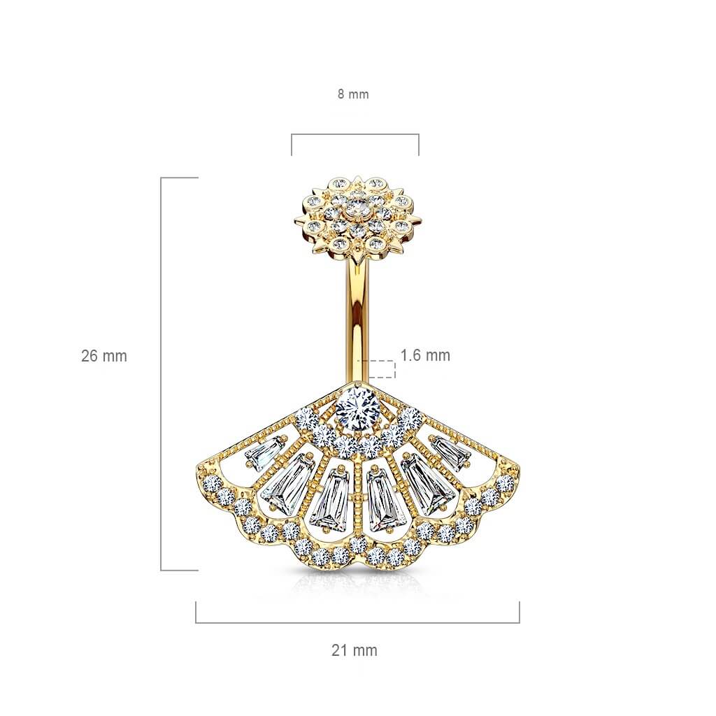 Bauchnabelpiercing Fächer Zirkonia Innengewinde - Image 3