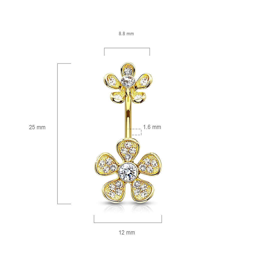 Bauchnabelpiercing Blume Zirkonia Innengewinde - Image 3