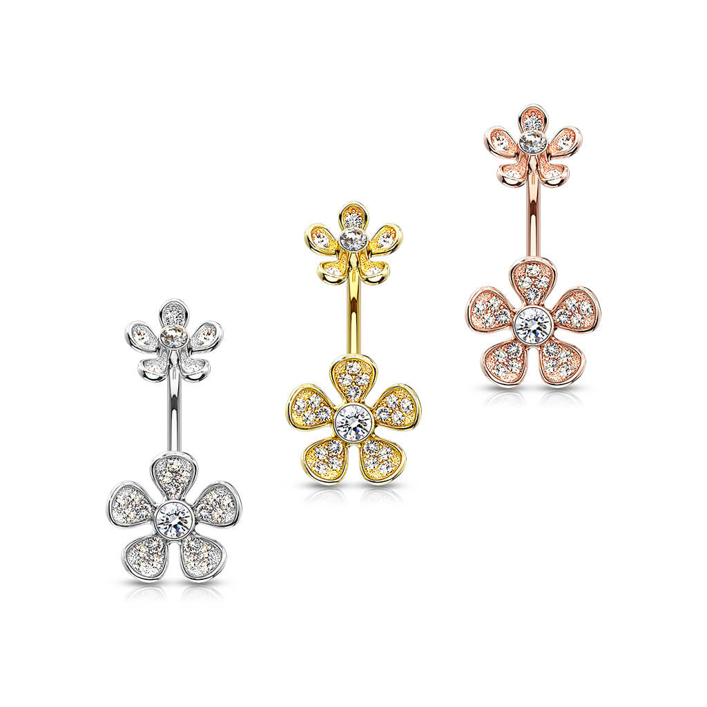 Bauchnabelpiercing Blume Zirkonia Innengewinde - Image 5