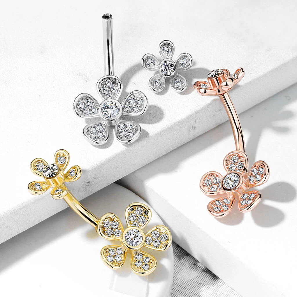 Bauchnabelpiercing Blume Zirkonia Innengewinde - Image 7