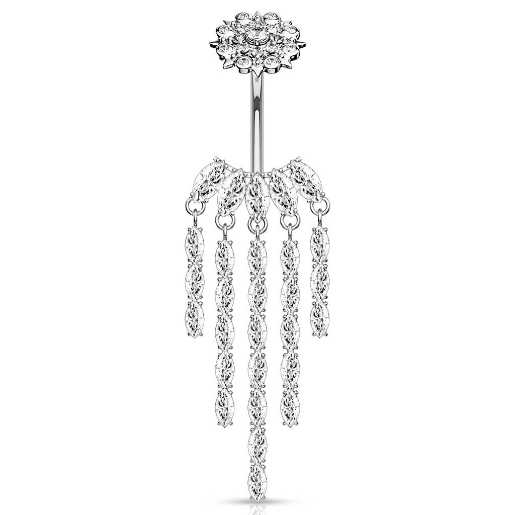Bauchnabelpiercing Fächer beweglich Zirkonia Innengewinde - Image 2